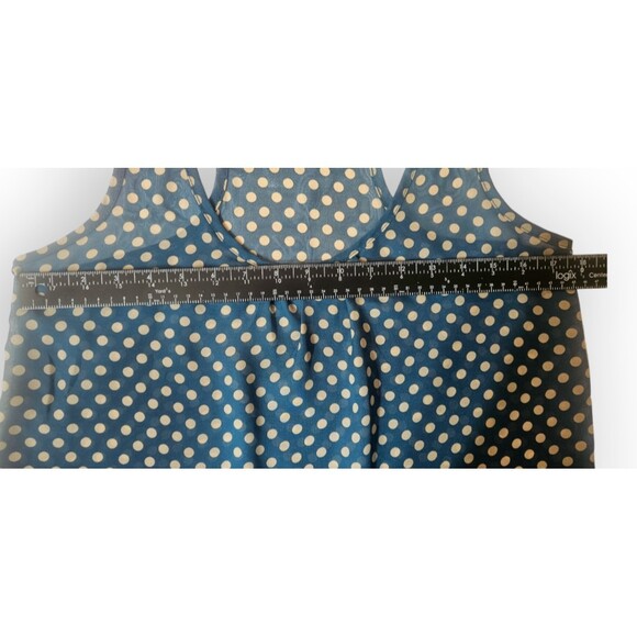 Teen Bell Blouse Size Medium Teal Beige Polka Dot Tank Top Racerback Sheer - Picture 5 of 8